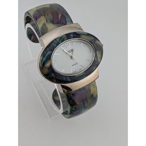 Kristine Watch Women 42mm Case Multi color Acrylic Cuff Band- New Battery